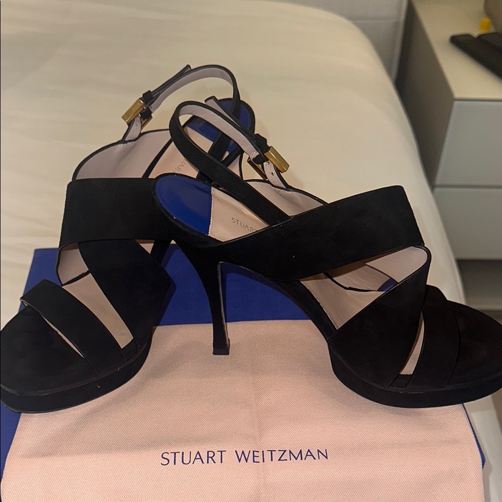 Stuart Weitzman Black Strappy Heels